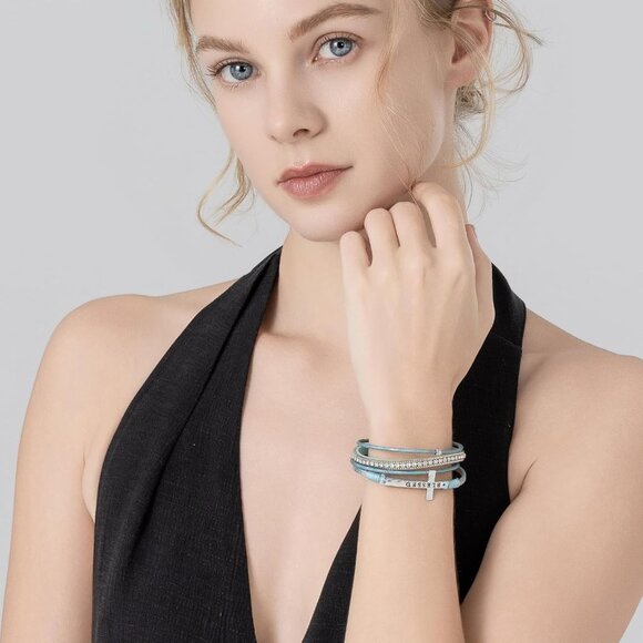 Cross Leather Bracelets Religious Christian Jewelry Boho Wrap Cuff Bangle - Picture 2 of 6